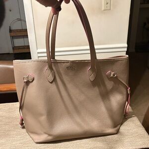 Lodis Beige and Pink Leather Tote
